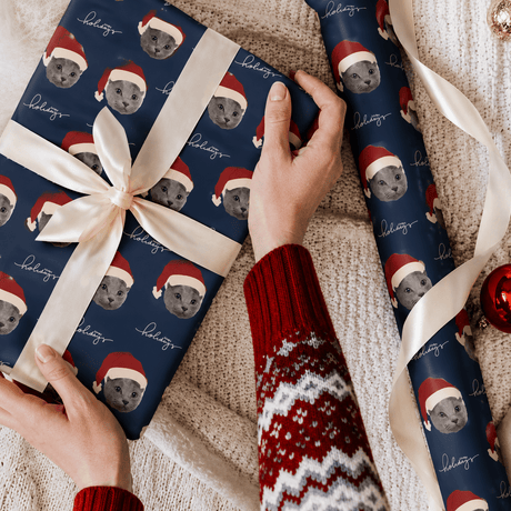 Personalized Santa Hat Wrapping Paper | Custom Gift Wrap - London Penny Gift Wrap