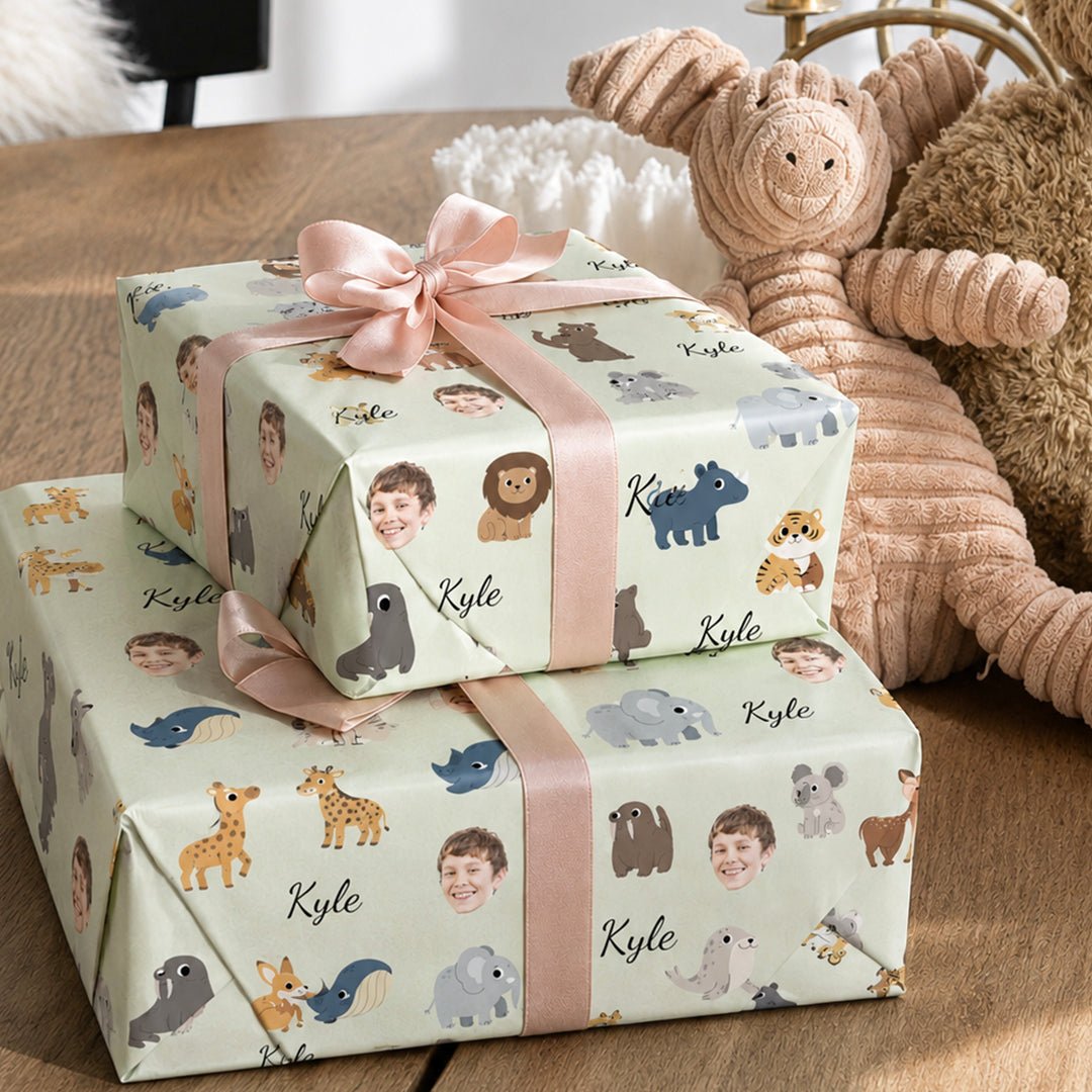Personalized Zoo Animals Wrapping Paper | Custom Gift Wrap - London Penny Gift Wrap