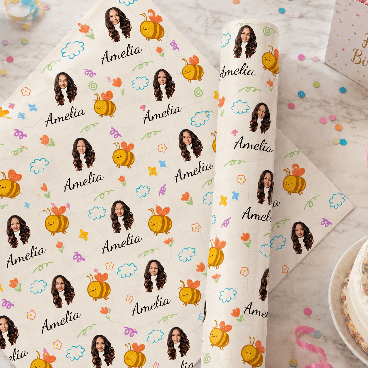Personalized Bee Wrapping Paper | Custom Gift Wrap - London Penny Gift Wrap