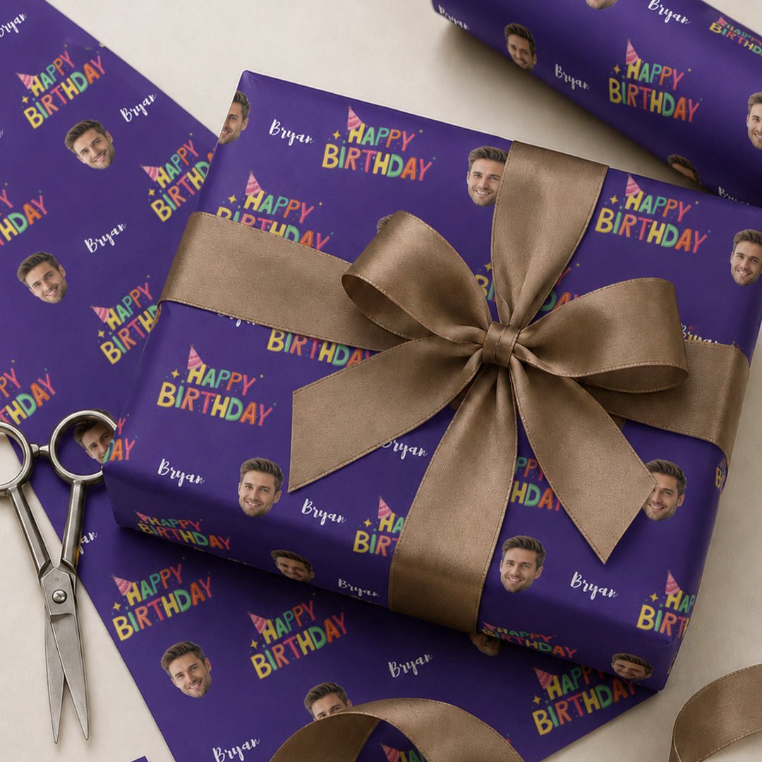 Personalized Happy Birthday Wrapping Paper | Custom Gift Wrap - London Penny Gift Wrap
