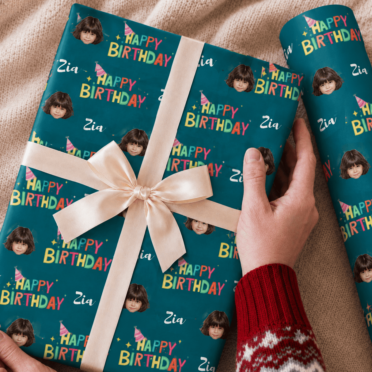 Personalized Happy Birthday Wrapping Paper | Custom Gift Wrap - London Penny Gift Wrap