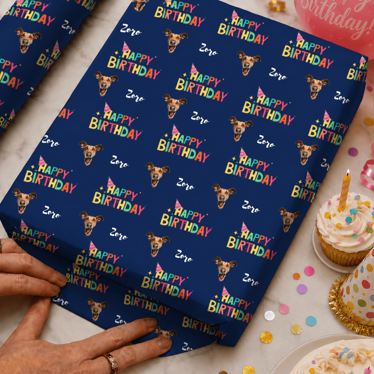 Personalized Happy Birthday Wrapping Paper | Custom Gift Wrap - London Penny Gift Wrap