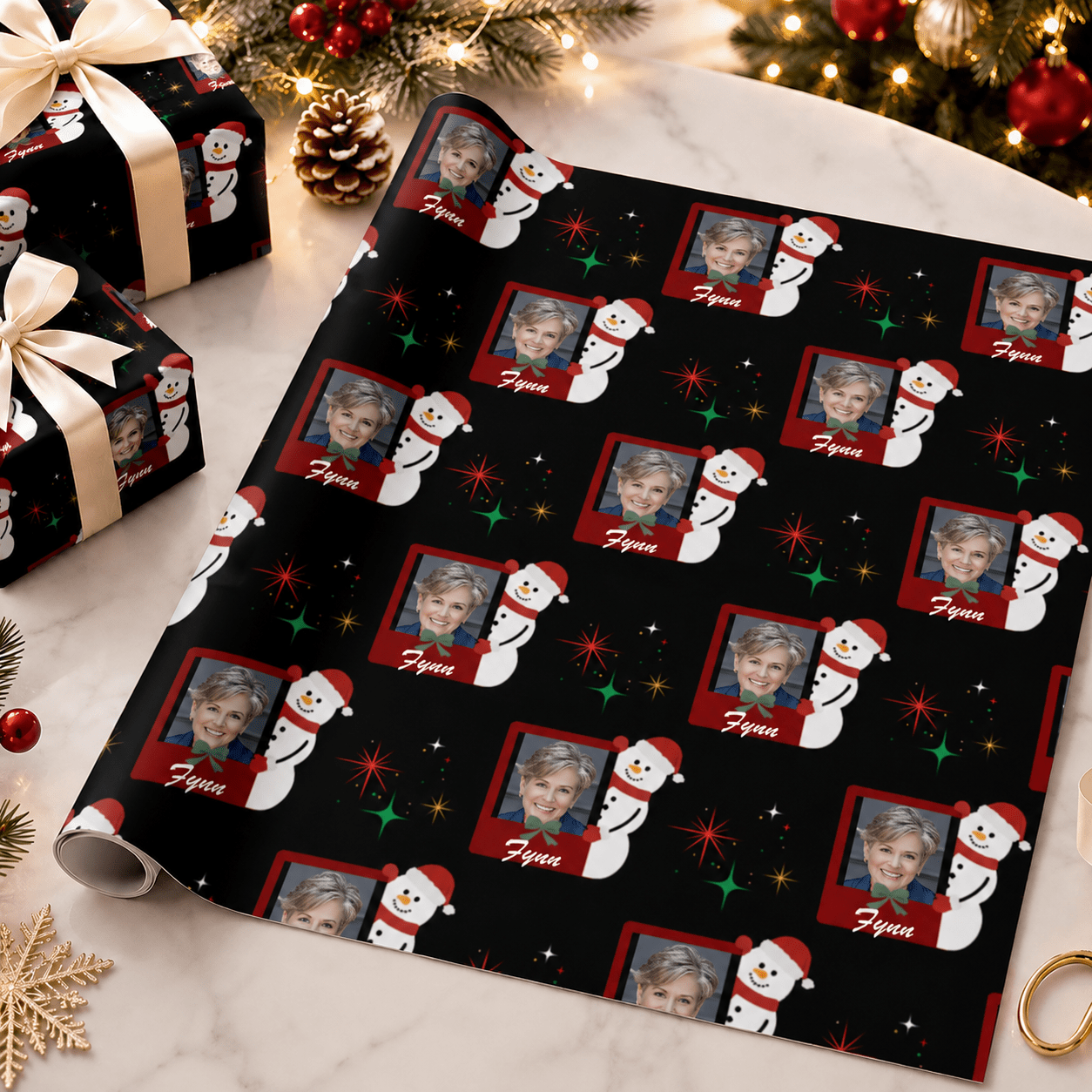 Personalized Snowman Wrapping Paper | Custom Gift Wrap - London Penny Gift Wrap