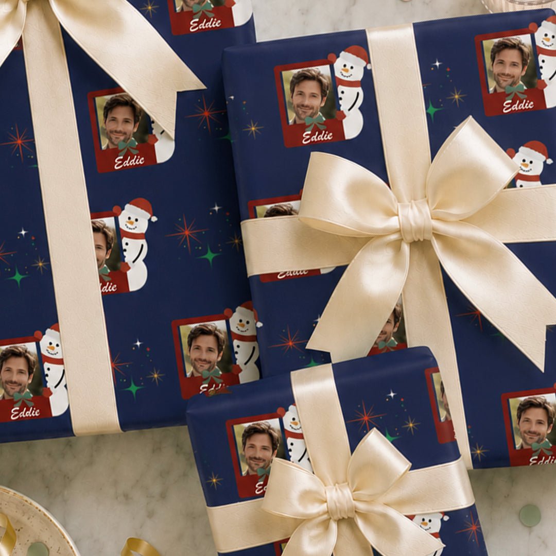 Personalized Snowman Wrapping Paper | Custom Gift Wrap - London Penny Gift Wrap