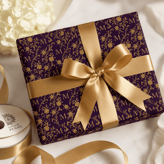Personalized Monogram Gilded Baroque Wrapping Paper | Custom Gift Wrap - London Penny Gift Wrap