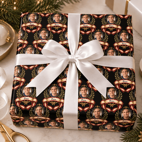 Personalized Legacy Ribbon & Crest Wrapping Paper | Custom Gift Wrap - London Penny Gift Wrap