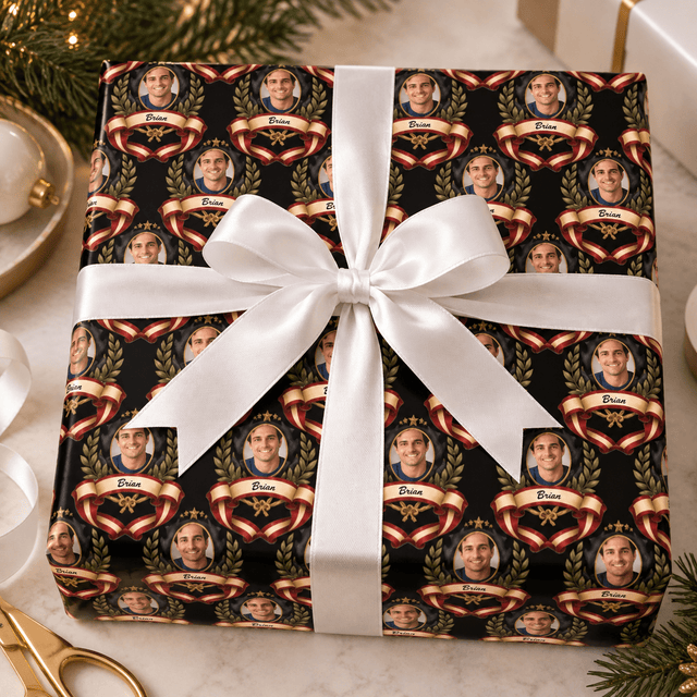 Personalized Legacy Ribbon & Crest Wrapping Paper | Custom Gift Wrap - London Penny Gift Wrap