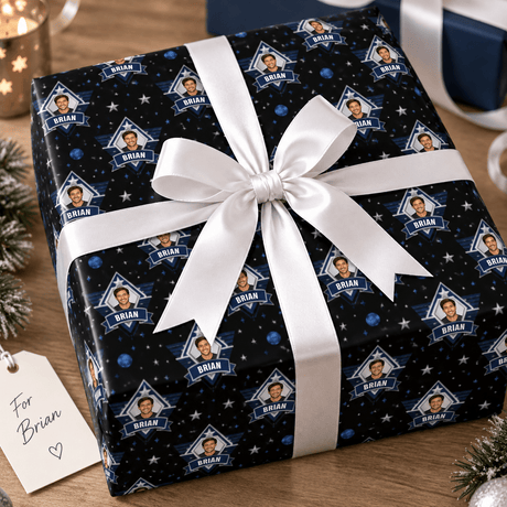 Personalized Orbit Legacy Medallion Wrapping Paper | Custom Gift Wrap - London Penny Gift Wrap