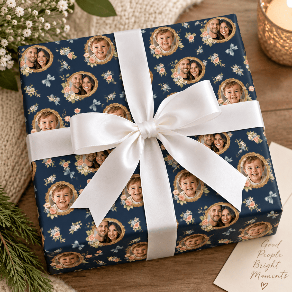 Personalized Vintage Family Photo Album Wrapping Paper | Custom Gift Wrap - London Penny Gift Wrap