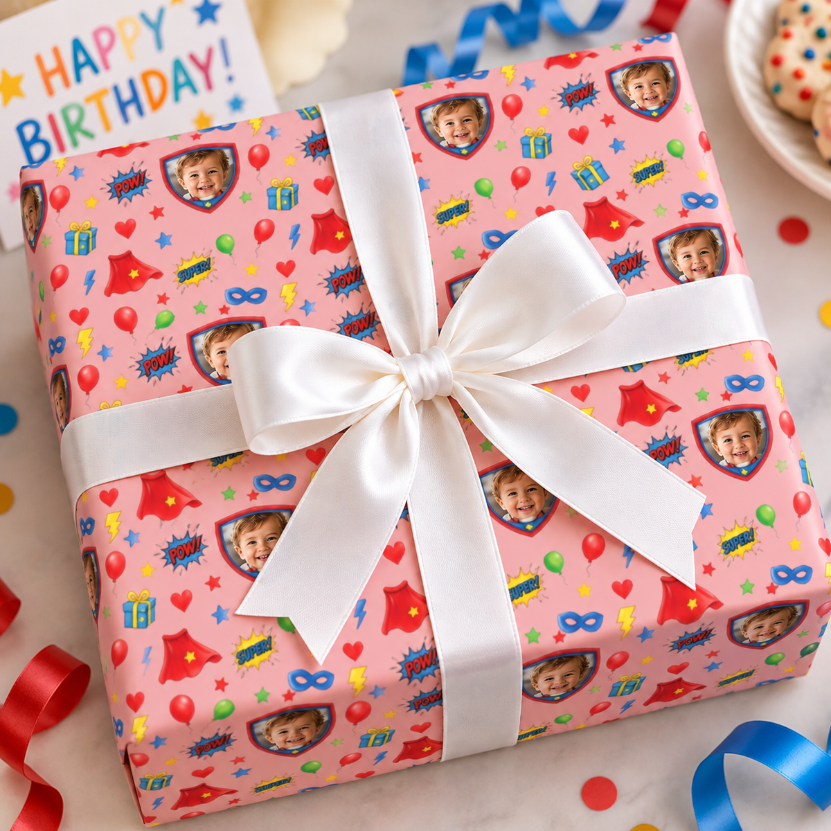 Personalized Super Celebration Wrapping Paper | Custom Gift Wrap - London Penny Gift Wrap