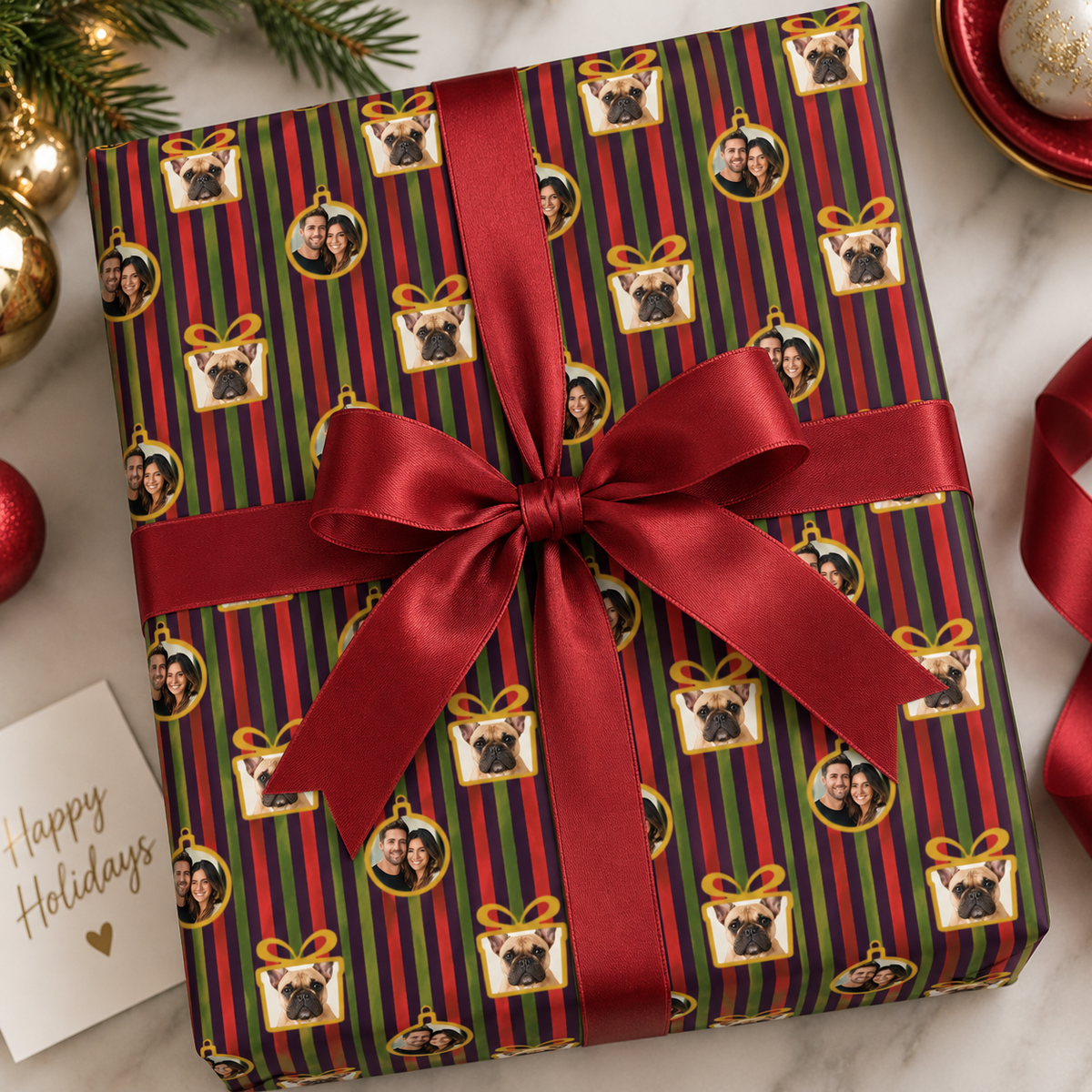 Personalized Evergreen Plaidscape Wrapping Paper | Custom Gift Wrap