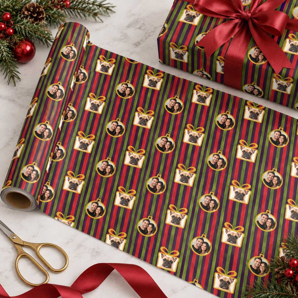 Personalized Evergreen Plaidscape Wrapping Paper | Custom Gift Wrap