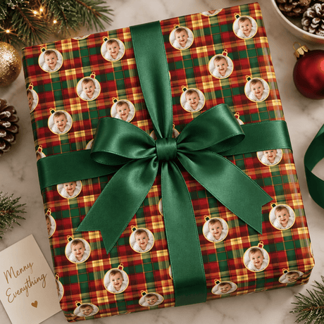 Personalized Candlelight Plaid Wrapping Paper | Custom Gift Wrap - London Penny Gift Wrap