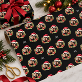 Personalized Festive Bear Wreaths Wrapping Paper | Custom Gift Wrap