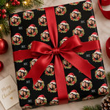 Personalized Festive Bear Wreaths Wrapping Paper | Custom Gift Wrap