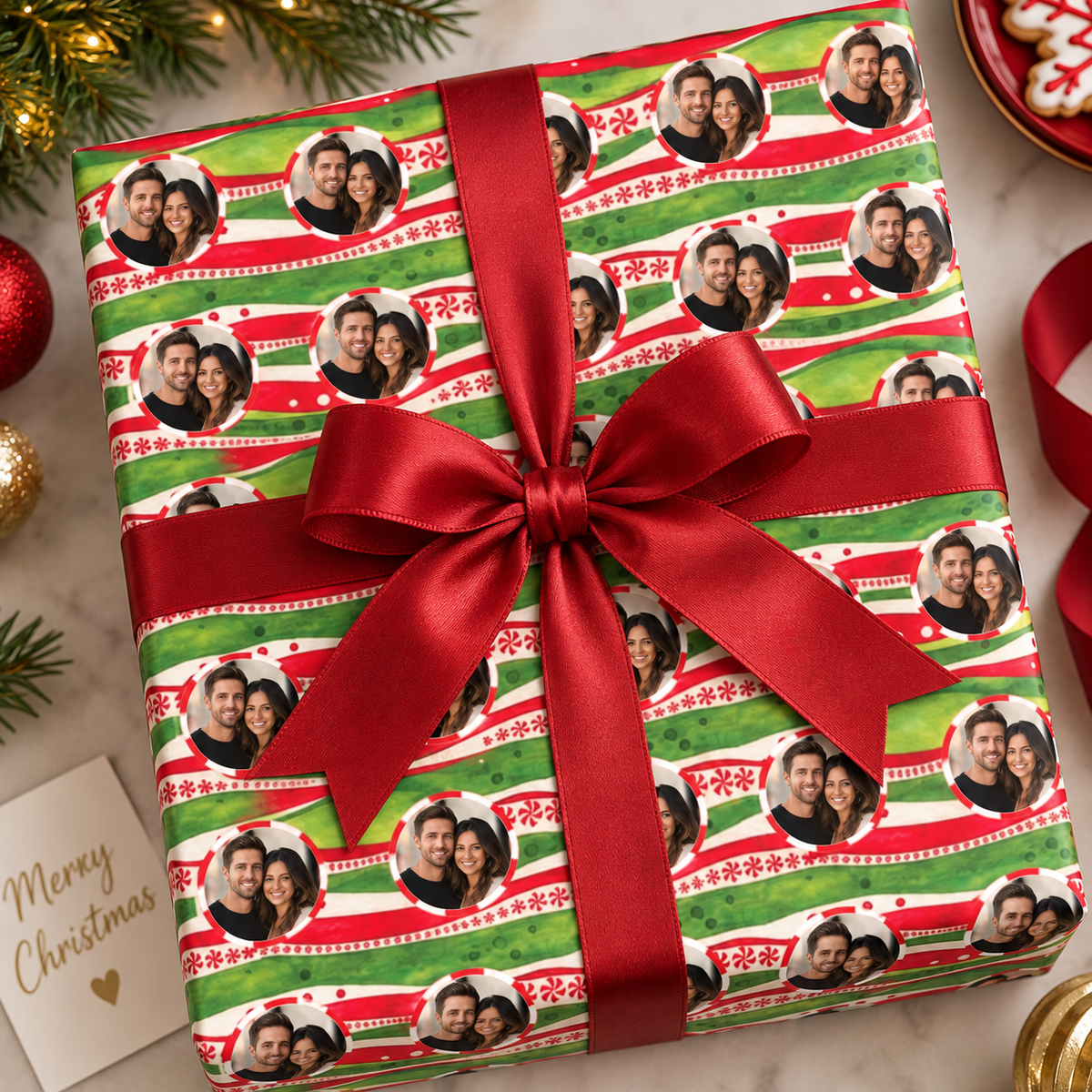 Personalized Peppermint Whispers Wrapping Paper | Custom Gift Wrap