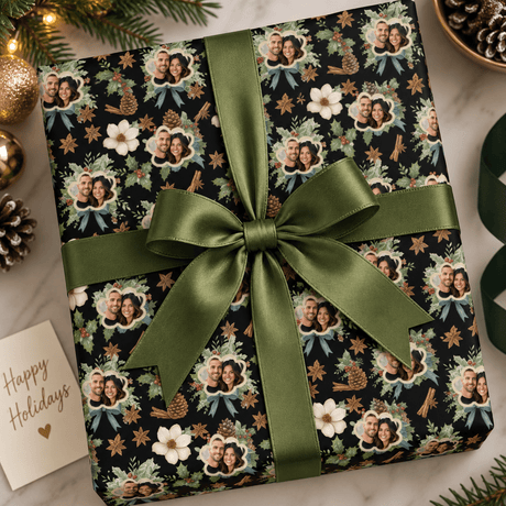 Personalized Pinecones & Fir Branche Wrapping Paper | Custom Gift Wrap - London Penny Gift Wrap
