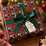Personalized Cranberry Pines Plaid Wrapping Paper | Custom Gift Wrap