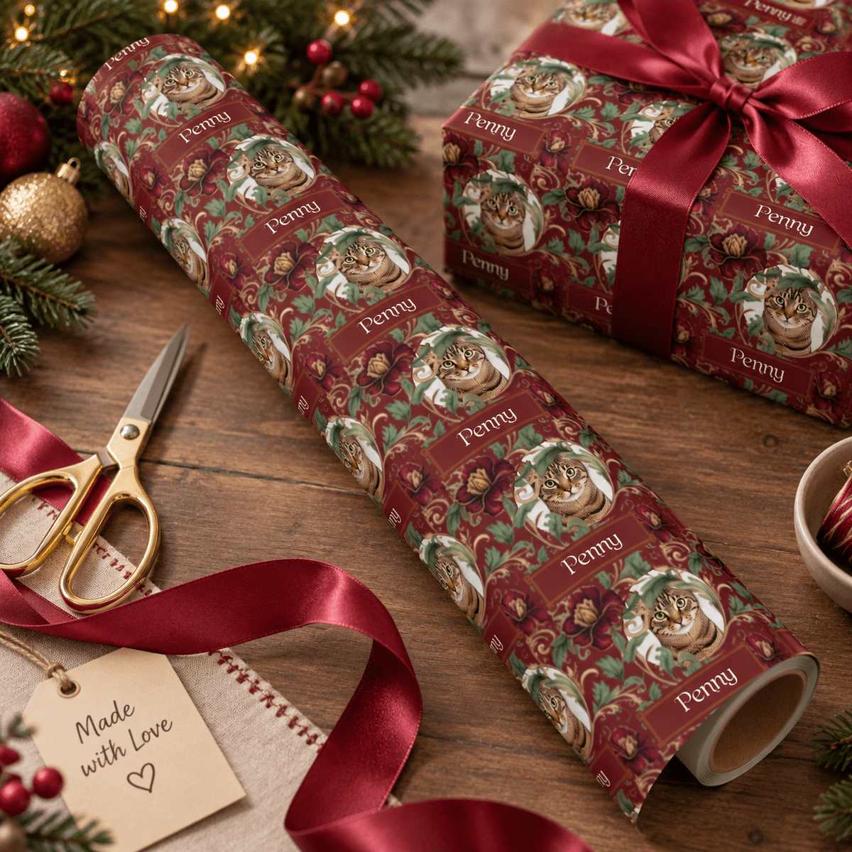 Personalized Garnet Garden Wrapping Paper | Custom Gift Wrap - London Penny Gift Wrap