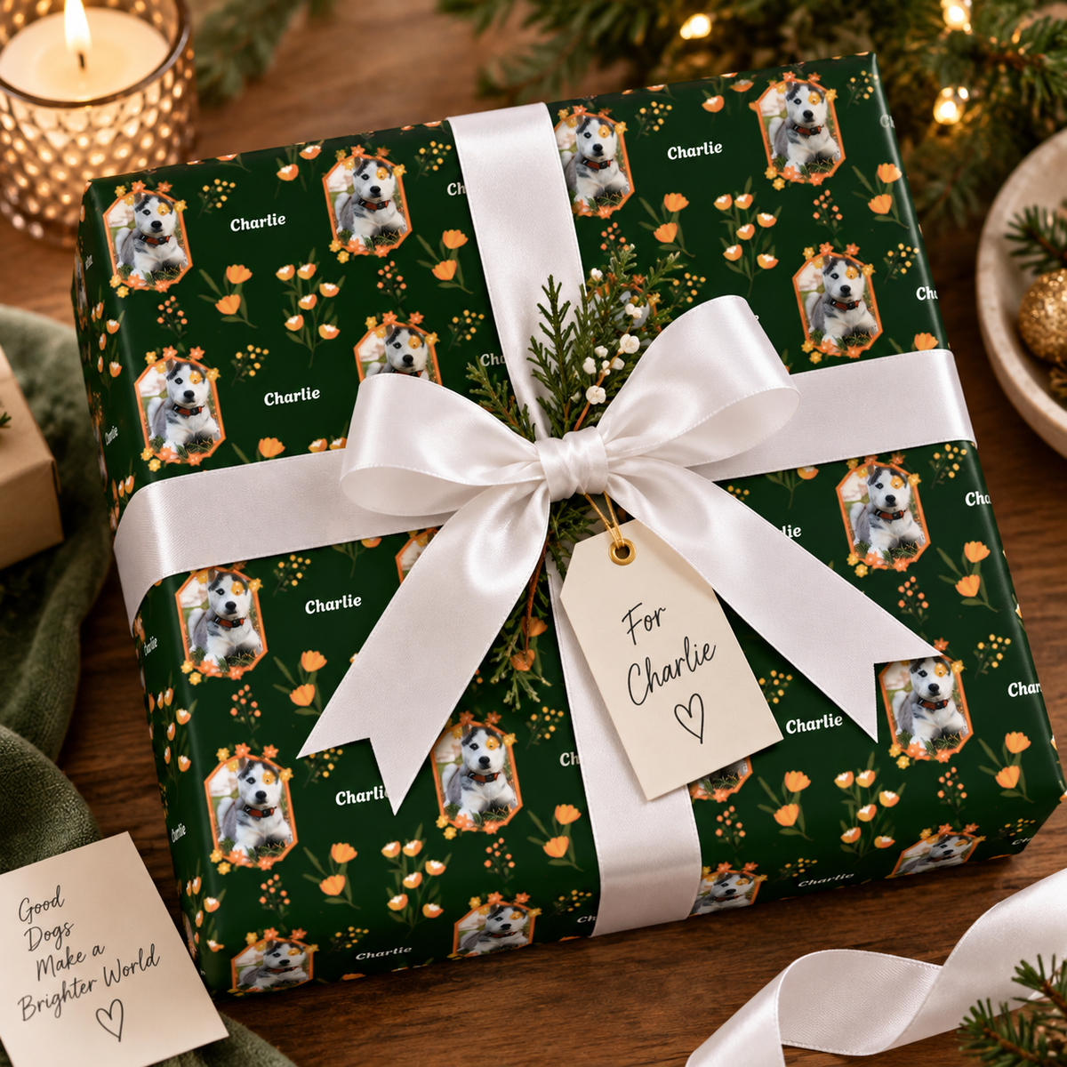 Personalized Orange Wild Flowers Wrapping Paper | Custom Gift Wrapper