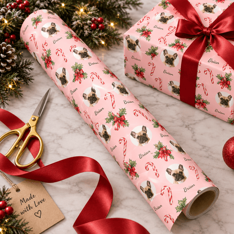 Personalized The Joyful Cane Wrapping Paper | Custom Gift Wrap - London Penny Gift Wrap