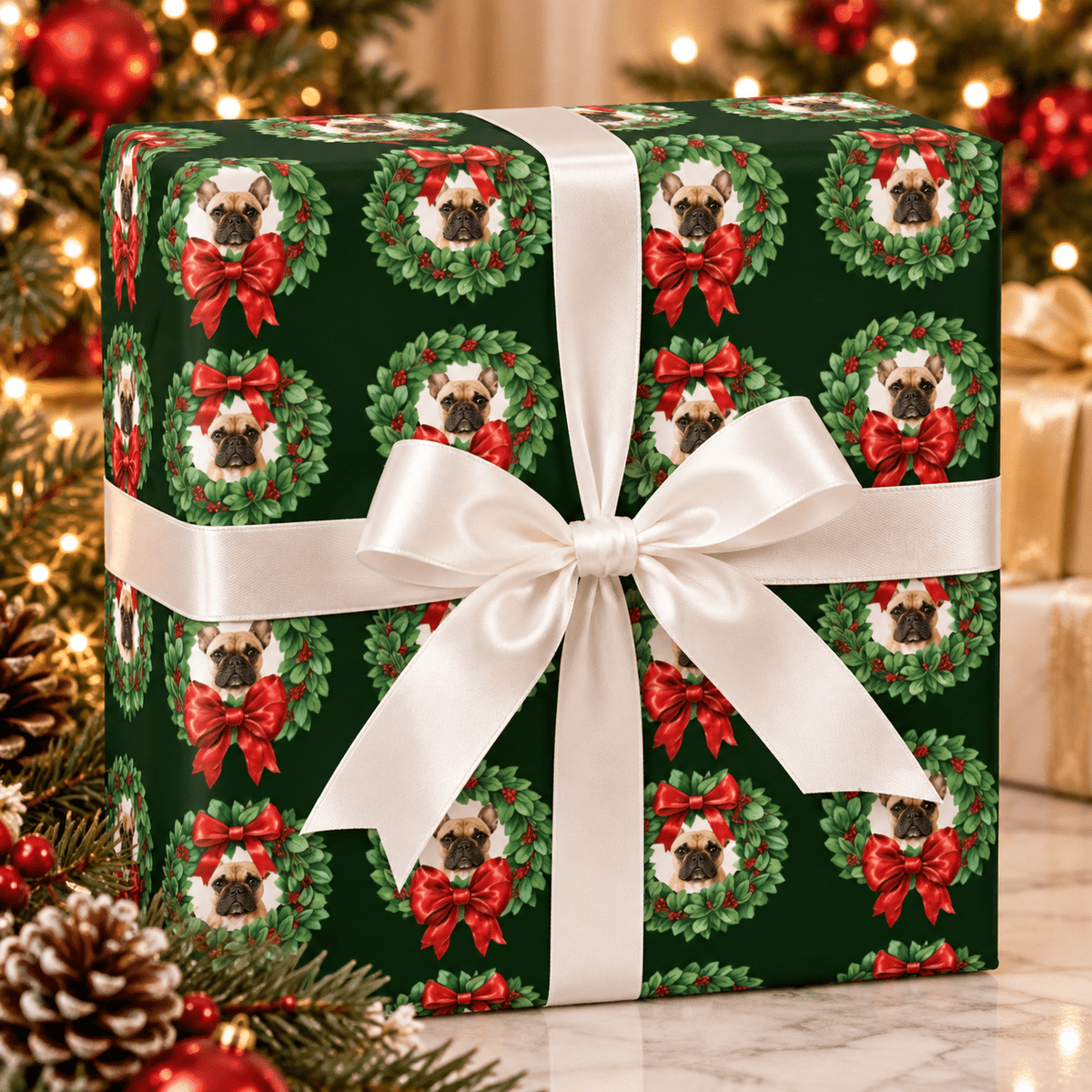 Personalized Wreaths & Bows Wrapping Paper | Custom Gift Wrap - London Penny Gift Wrap