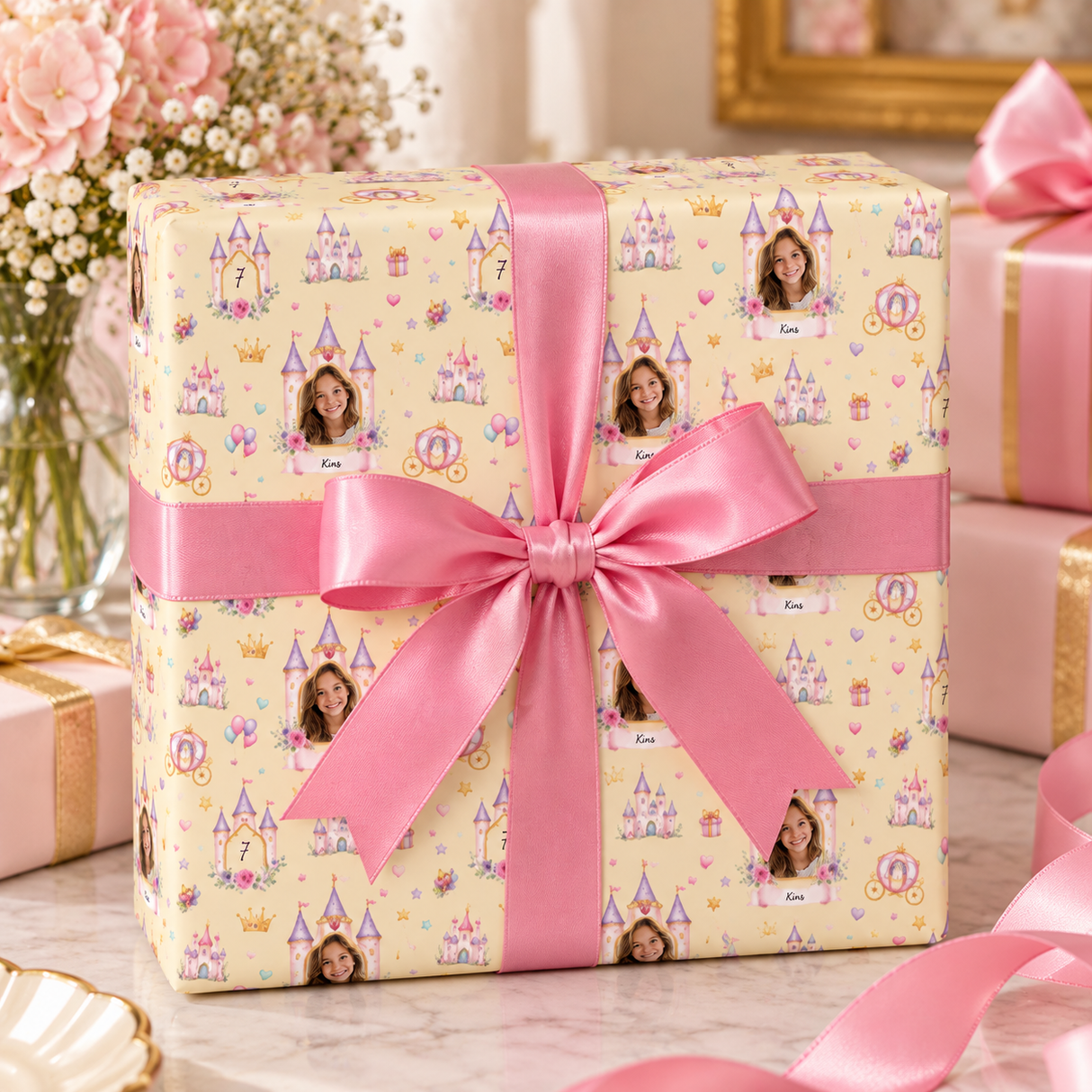 Personalized Princess Celebration Wrapping Paper | Custom Gift Wrap