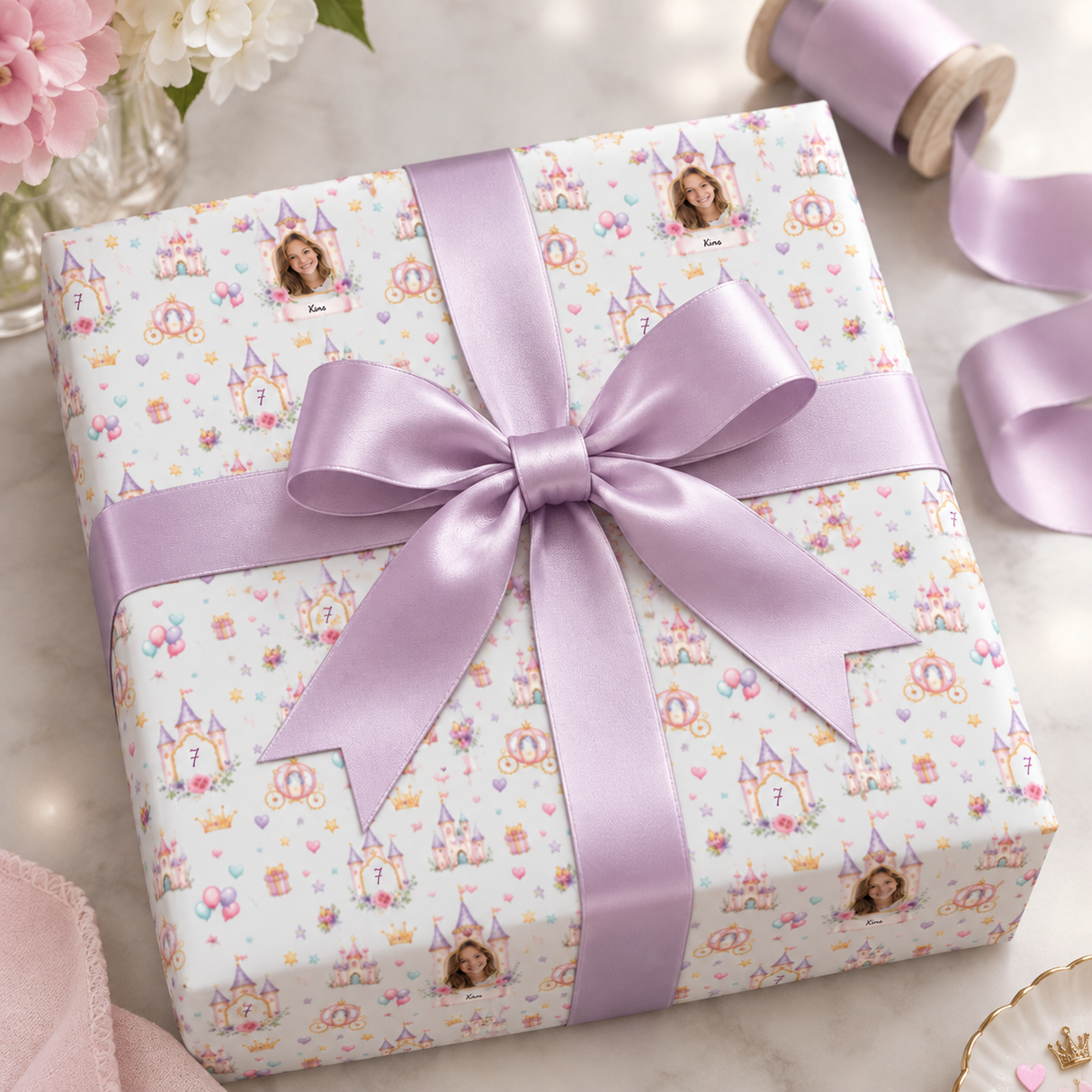 Personalized Princess Celebration Wrapping Paper | Custom Gift Wrap