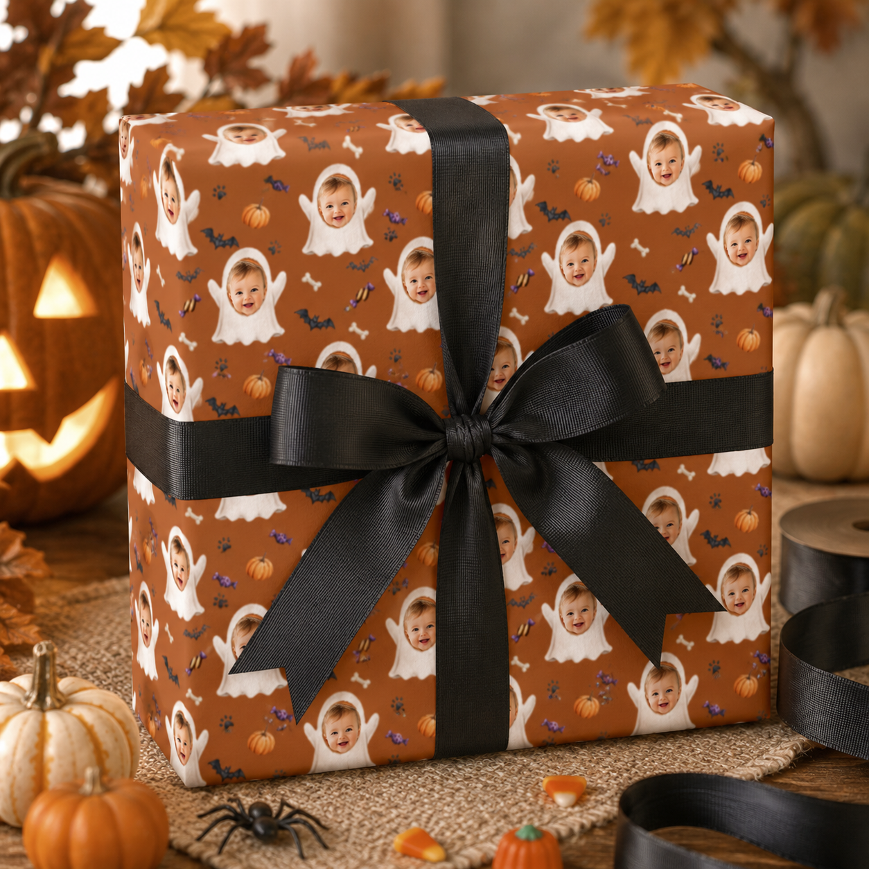 Personalized Haunted Dog Treats Wrapping Paper | Custom Gift Wrap