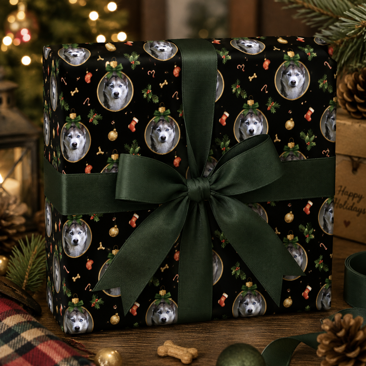 Personalized Santa's Favorite Pup Wrapping Paper | Custom Gift Wrap