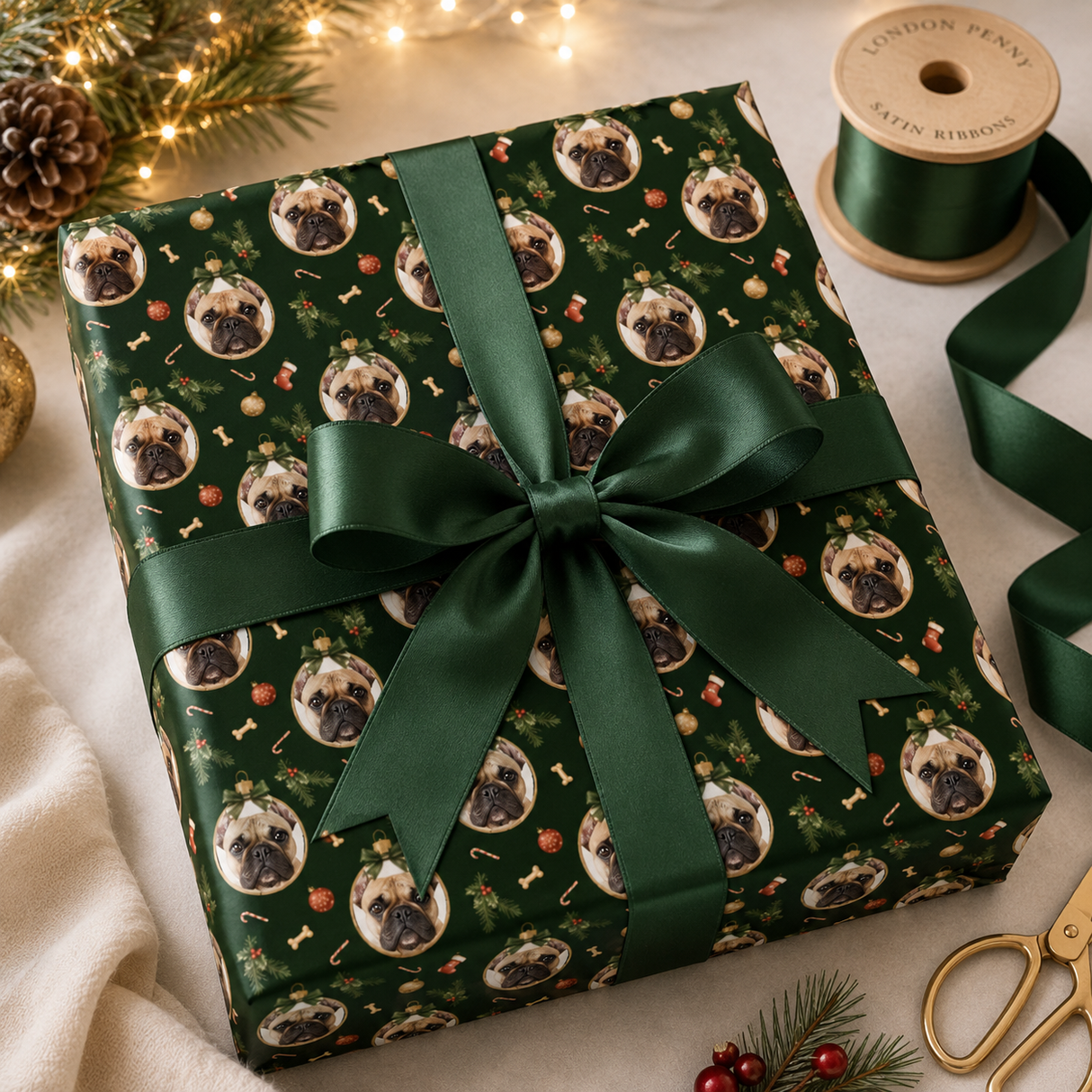 Personalized Santa's Favorite Pup Wrapping Paper | Custom Gift Wrap