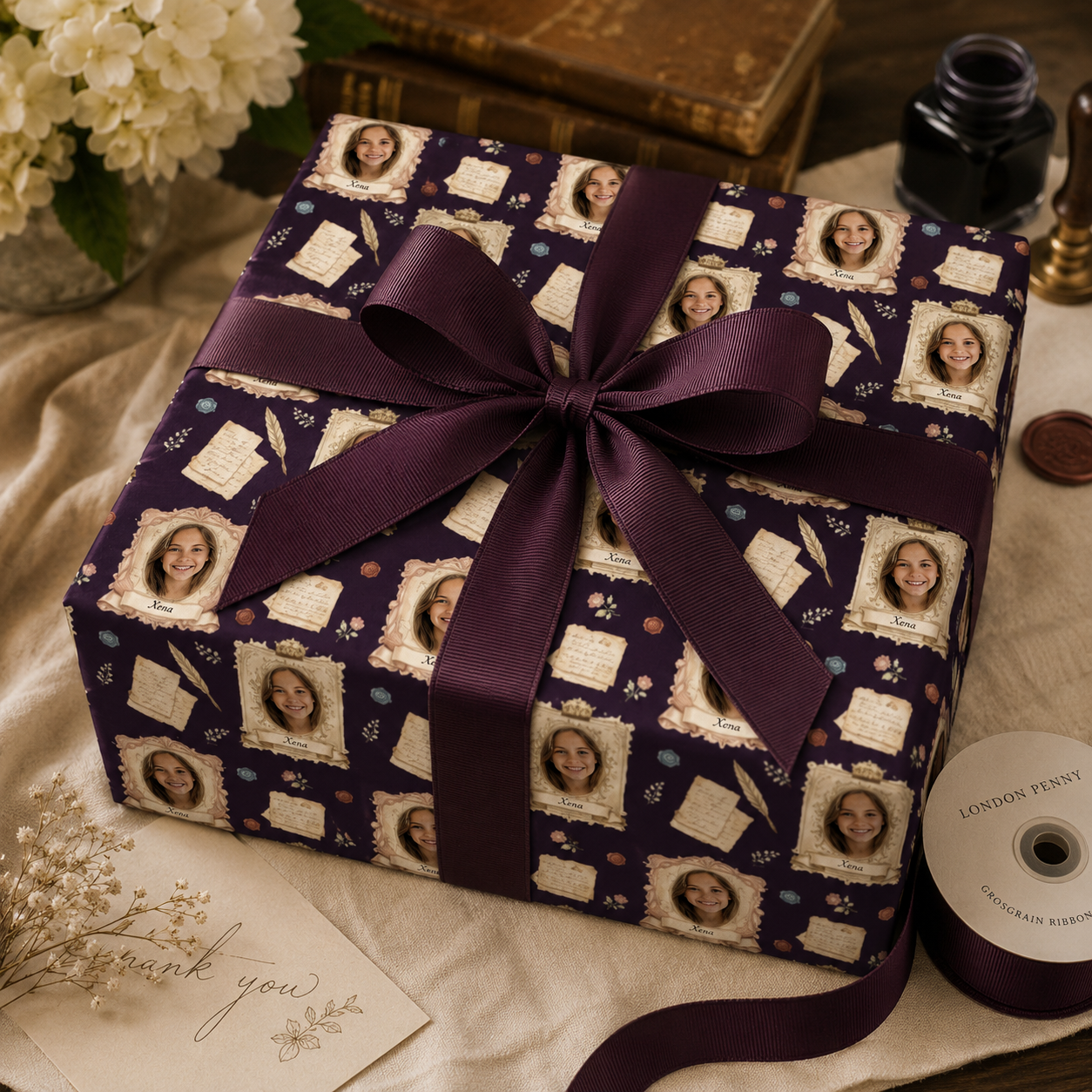 Personalized Vintage Letters Wrapping Paper | Custom Gift Wrap