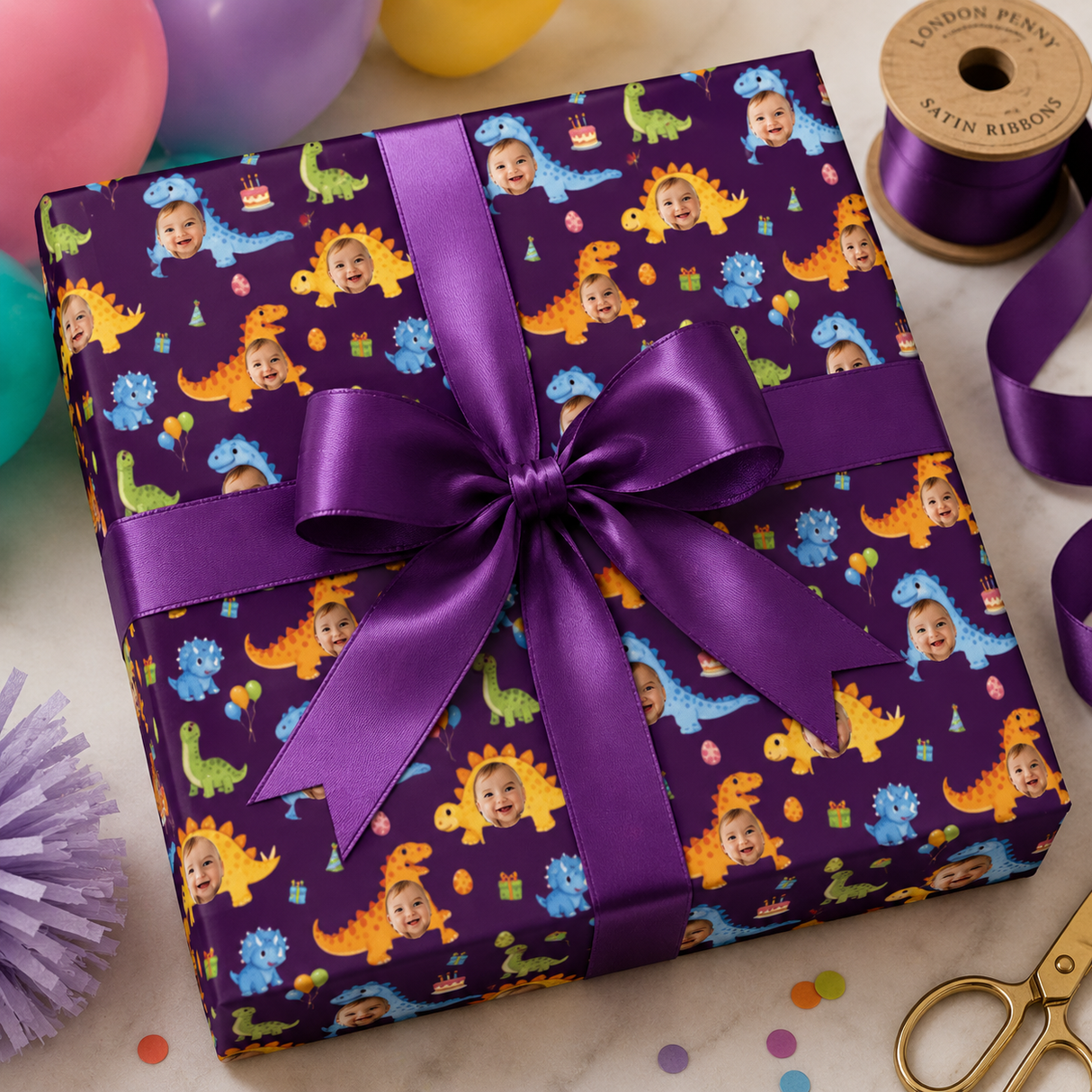 Personalized Roarsome Birthday Wrapping Paper | Custom Gift Wrap