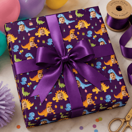 Personalized Roarsome Birthday Wrapping Paper | Custom Gift Wrap - London Penny Gift Wrap