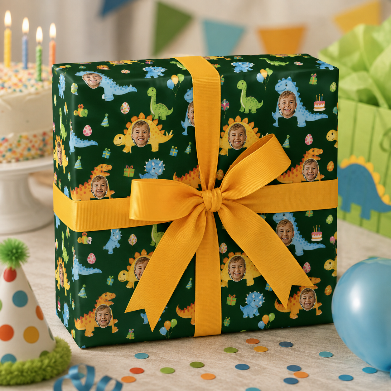 Personalized Roarsome Birthday Wrapping Paper | Custom Gift Wrap
