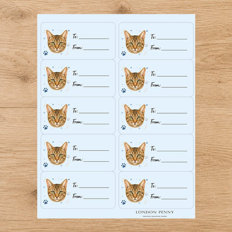 Chausie Pawprint Wishes Gift Tag Sticker Sheet - London Penny Gift Wrap