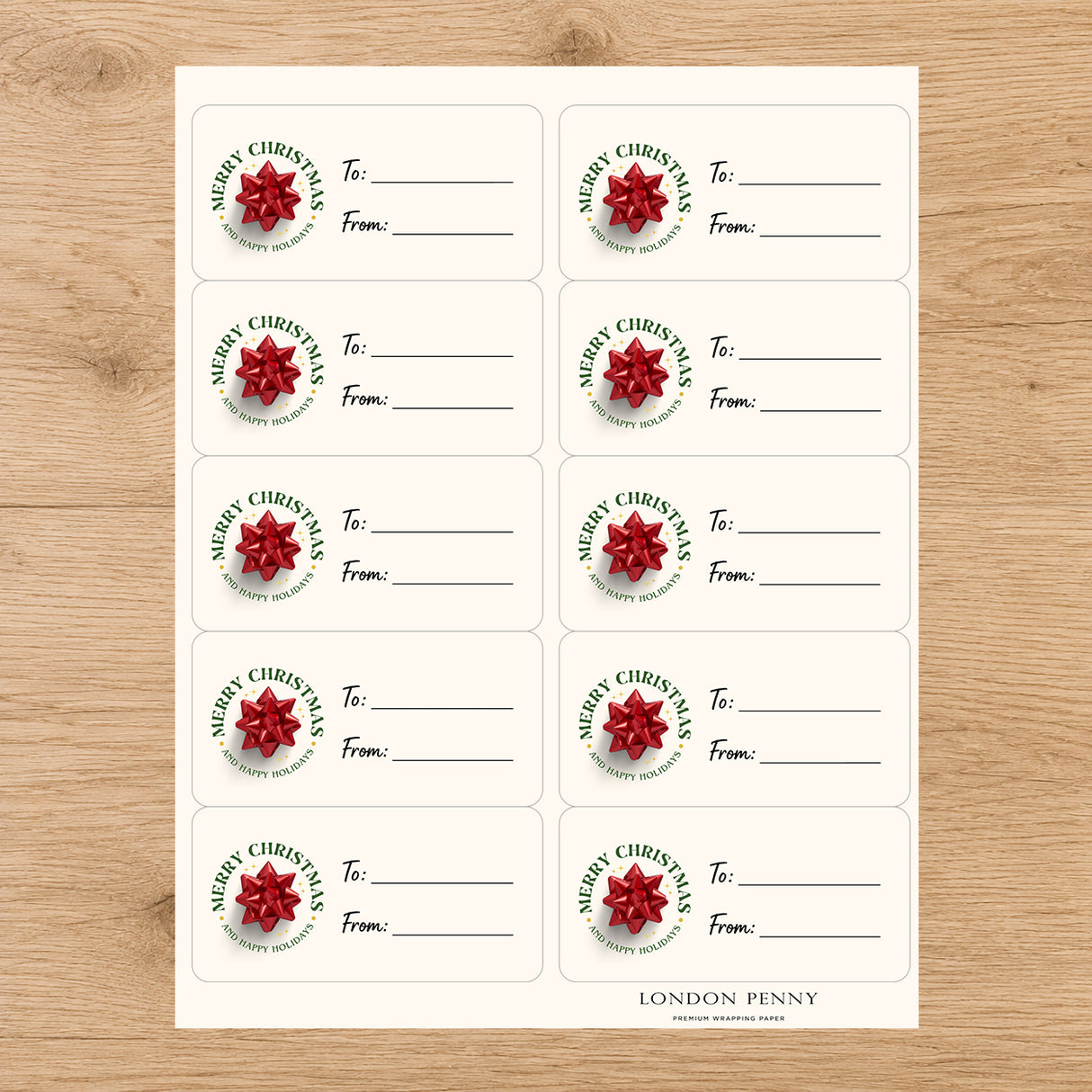 Christmas Bow & Cheer Gift Tag Sticker Sheet