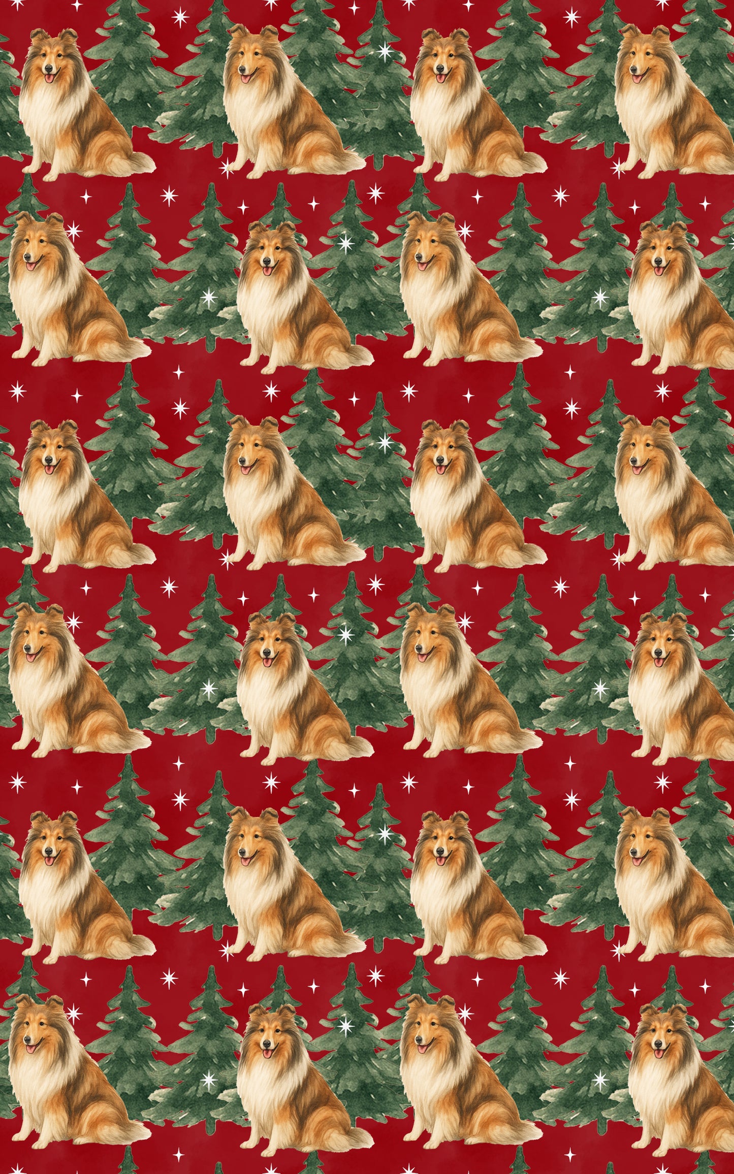 Collie in Winter Pines