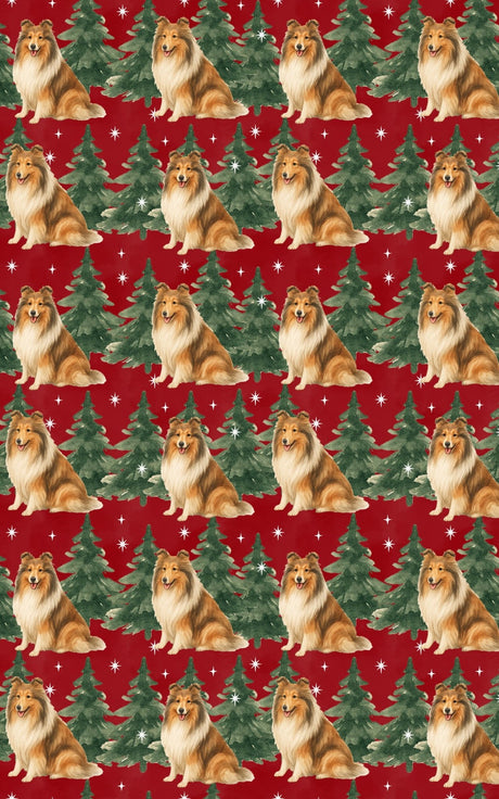 Collie in Winter Pines - London Penny Gift Wrap