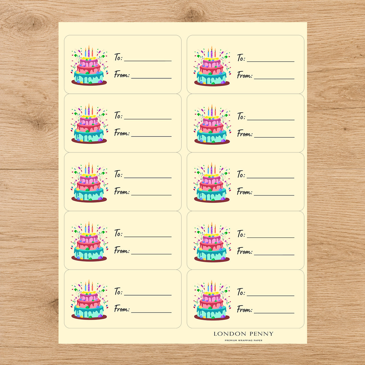 Confetti Cake Party Gift Tag Sticker Sheet