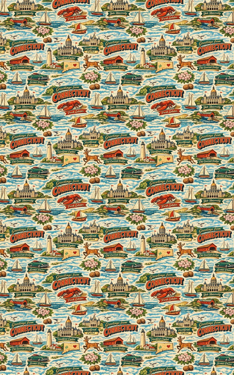 Connecticut Postcard Memories - London Penny Gift Wrap
