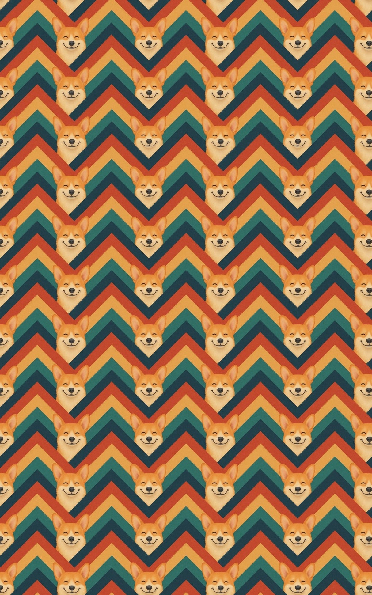 Corgi Chevron Chic - London Penny Gift Wrap