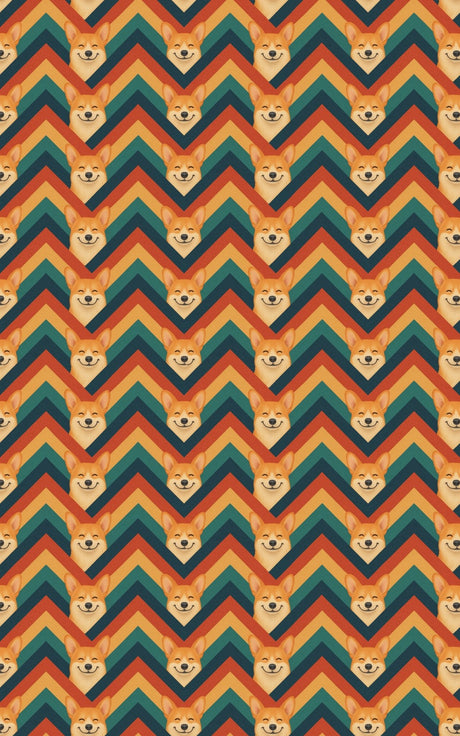 Corgi Chevron Chic - London Penny Gift Wrap