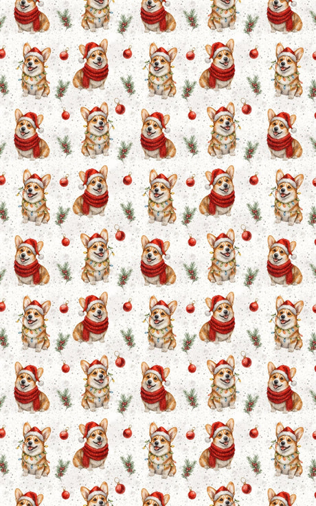 Mistletoe Morning Corgi - London Penny Gift Wrap