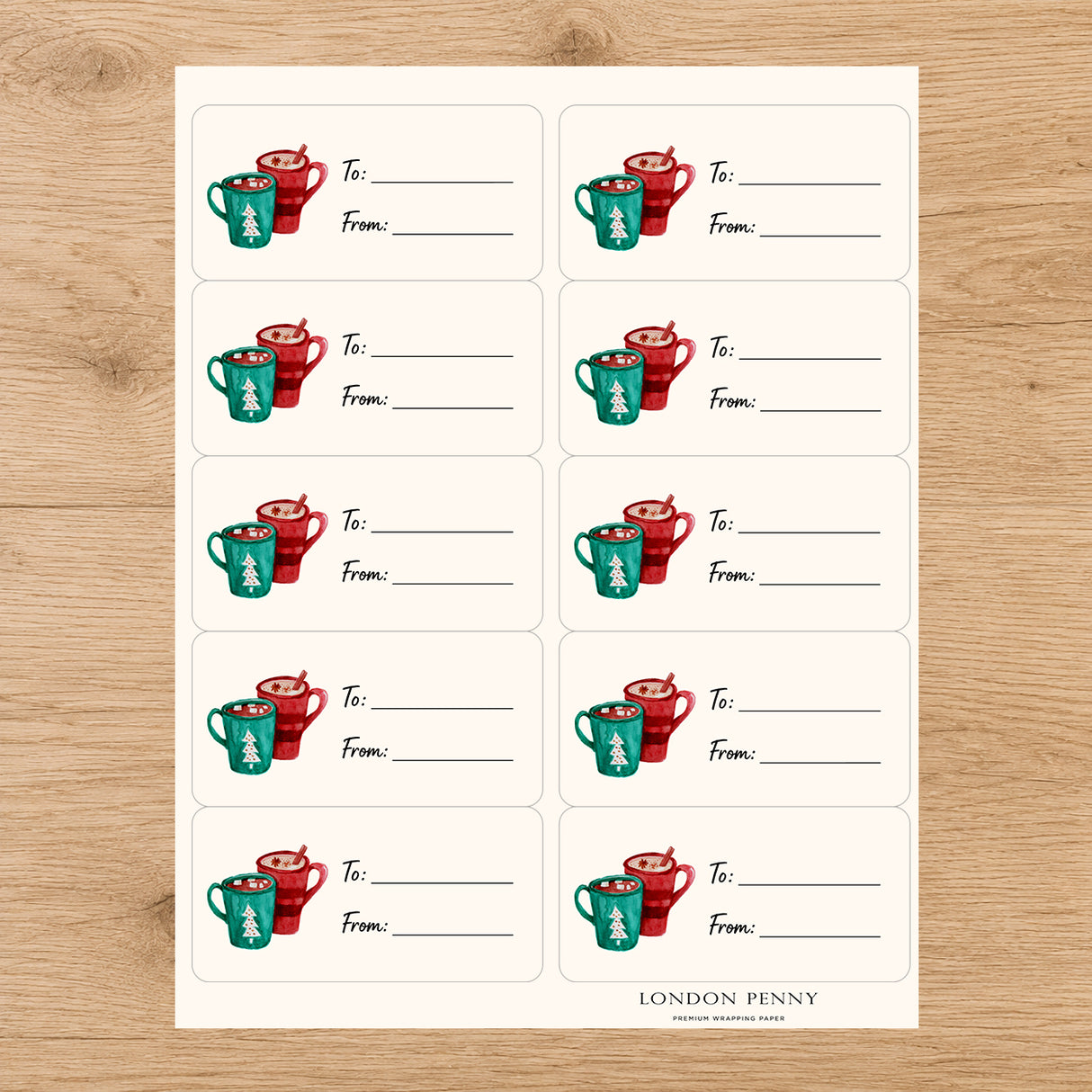 Cozy Christmas Cocoa Gift Tag Sticker Sheet