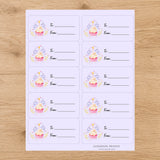 Cupcake Wishes Gift Tag Sticker Sheet