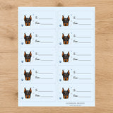Doberman Pinscher Pawprint Wishes Gift Tag Sticker Sheet
