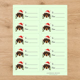Dachshund Santa Paws Gift Tag Sticker Sheet