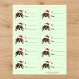 Dachshund Santa Paws Gift Tag Sticker Sheet