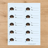 Dachshund Pawprint Wishes Gift Tag Sticker Sheet